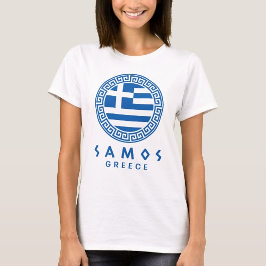 T-shirt Samos Et Le Drapeau Blanc Des Femmes Grecques (Devant)