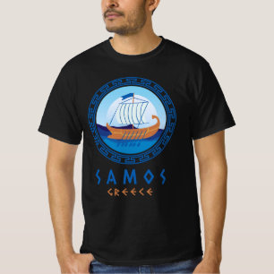 T-shirt Samos, Grèce Greek Ship Design Hommes