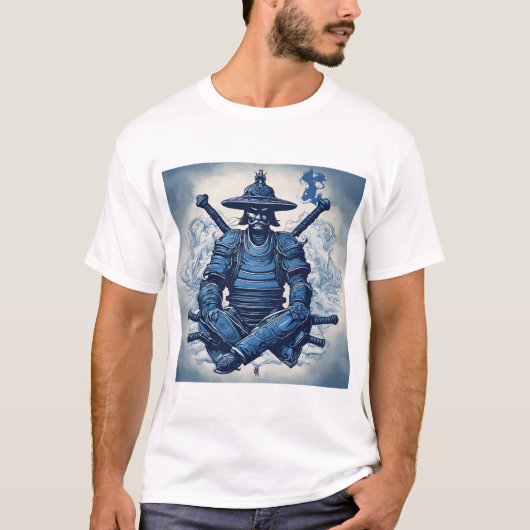 T-shirt samouraï bleu ancre (Devant)