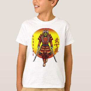 T-shirt Samouraï blindé rétro cool avec 2 Katanas