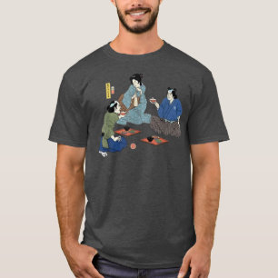 T-shirt Samouraï buvant du saké Ukiyoe Guerrier japonais 