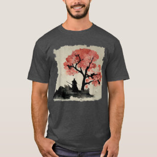 T-shirt Samouraï d'encre sous Sakura Tree esthétique japon