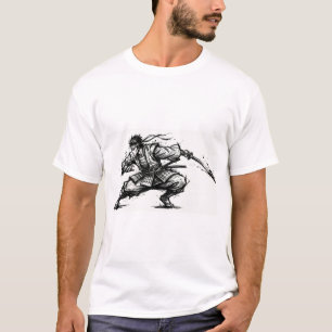 T-Shirt Samouraï Encre de Chine Design Japonais