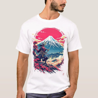 T-Shirt Samouraï Guerrier au Mont Fuji Art Japonai