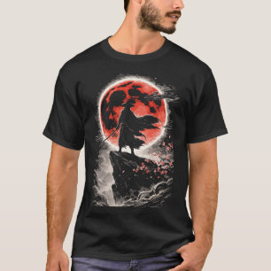 T-shirt Samouraï Ronin dans la Lune Rouge - Art d'animé ja
