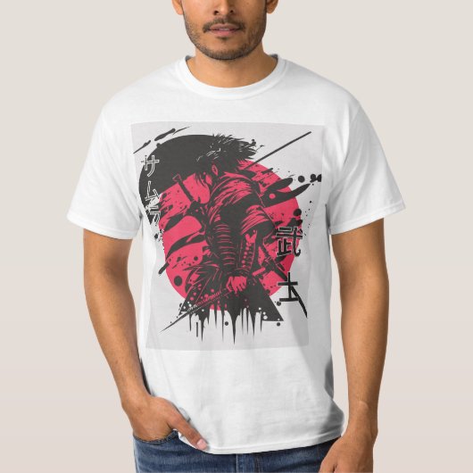 T-shirt Samouraï rouge et noir (Devant)