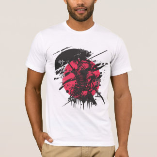 T-shirt samouraï rouge et noir