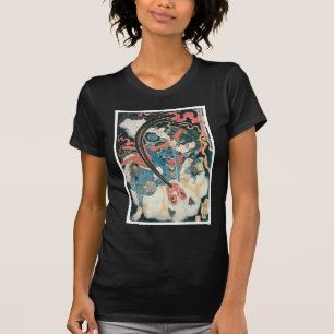 T-shirt Samouraï tuant un démon, peinture japonaise anci