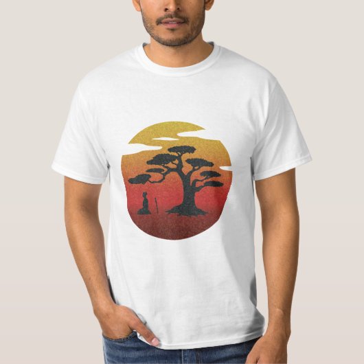 T-shirt Samouraïs méditants au coucher du soleil (Devant)