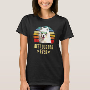 T-shirt Samoyé Meilleur Chien Papa Jamais Retro Sunset