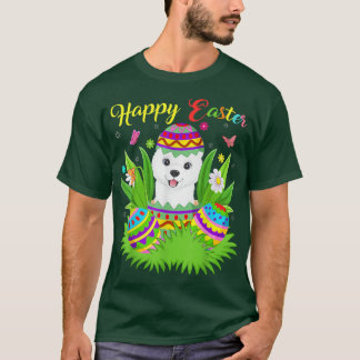 T-shirt Samoyed Amoureux des chiens Floral Oeuf de Pâques 