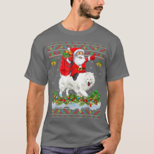 T-shirt Samoyed Amoureux des chiens Ugly Père Noël Riding