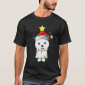 T-shirt Samoyed Chien Xmas Éclairage Arbre Correspondant S (Devant)