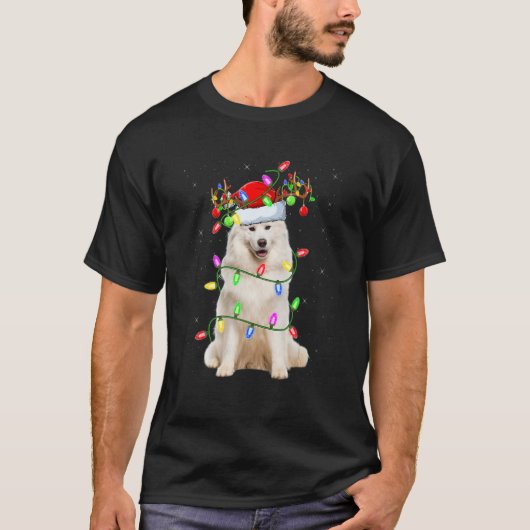 T-shirt Samoyed Christmas Tree Light Pajama Dog Xmas (Devant)