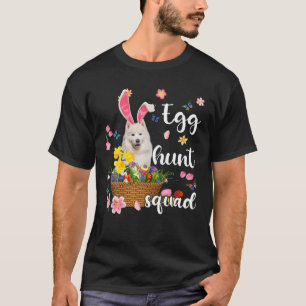 T-shirt Samoyed Joyeux Jour de Pâques Chasse aux oeufs col