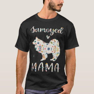 T-shirt Samoyed maman Floral Chien Maman Amour