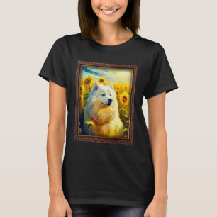 T-shirt Samoyed Peinture Fleur de tournesol Maman Femmes F