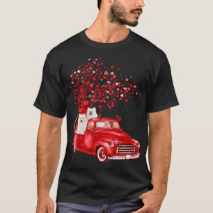 T-shirt Samoyed Riding Camion Rouge Saint-papillon Coeur