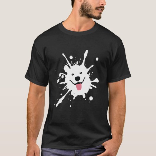 T-shirt Samoyed Splatter Happy Puppy Dog Face (Devant)