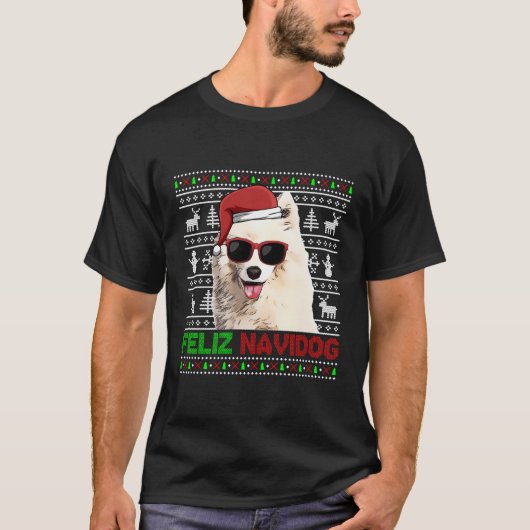 T-shirt Samoyu Chien Feliz Navidog Funny Christmas (Devant)