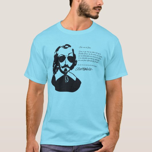 T-shirt Samuel Champlain Hipster texte du futur+lunettes (Devant)