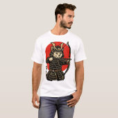 T-shirt Samurai Cat Archer, Japanese Warrior Neko  (Devant entier)