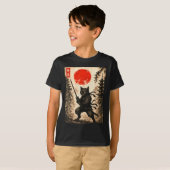 T-shirt Samurai Cat Japanese Mens Boys Kids Graphic Anime  (Devant entier)