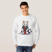 T-shirt Samurai Cat Pixel Design (Devant entier)