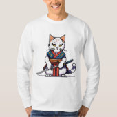 T-shirt Samurai Cat Pixel Design (Devant)