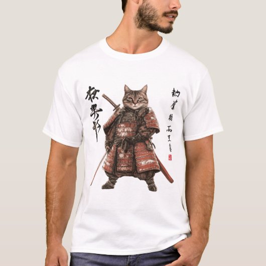 T-shirt Samurai Cat Warrior (Devant)