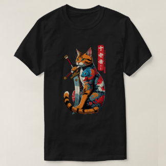 T-shirt Samurai Cat Warrior – Epic Japanese Tattoo Style