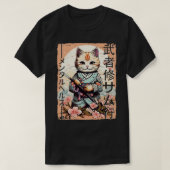 T-shirt Samurai Chat Guerrier Japonais Ninja Kitty Kawaii (Design devant)