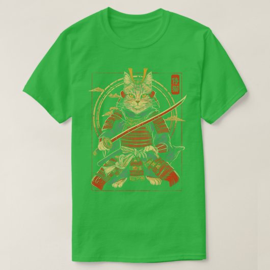 T-shirt Samurai Chat Japonais Chat Art Amoureux des chats  (Design devant)