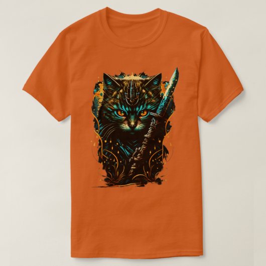 T-shirt Samurai Chat Le Guerrier Félin (Design devant)
