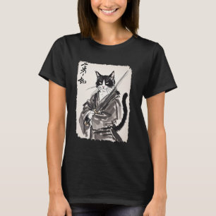 T-shirt Samurai Chat Vintage japonais Ukiyo-e Art Warrior