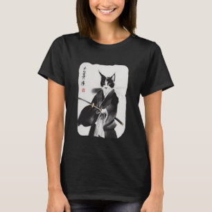 T-shirt Samurai Chat Vintage japonais Ukiyo e Warrior Art