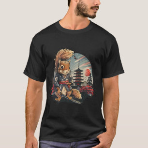T-shirt Samurai écureuil japonais Art Pagoda Temple Japane