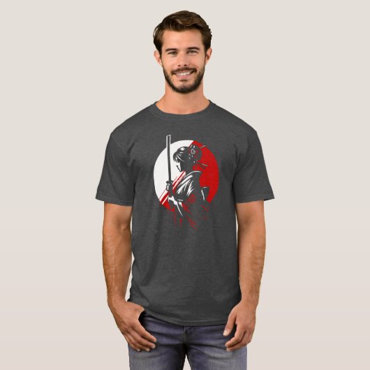 T-shirt Samurai Geisha avec Katana Rising Sun Warrior Boxy (Devant entier)