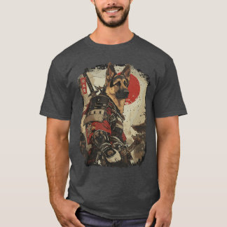 T-shirt Samurai German Shepherd Dog Lover Vintage Mens boy