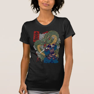 T-shirt Samurai Guerrier face à Fierce Dragon Art Japonais