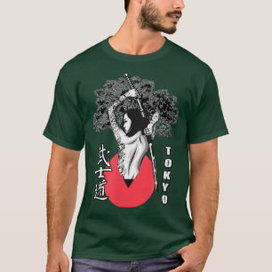 T-shirt Samurai Guerrier Girl Japon Tokyo Combat Style Cl