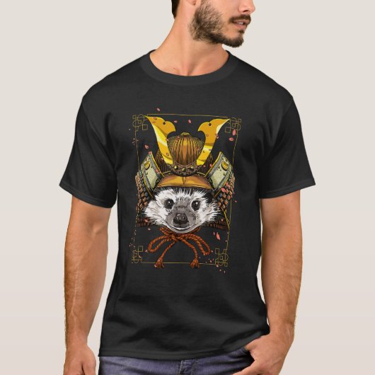 T-shirt Samurai Hedgehog Japanese Warrior Bushido Japanese (Devant)