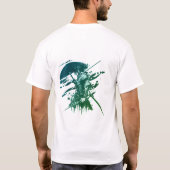T-shirt Samurai Ink Art T-Shirt-Double Sided Blue & Green (Dos)