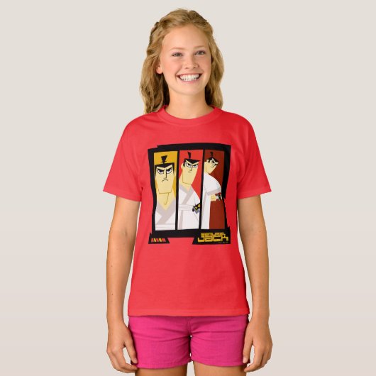 T-shirt Samurai Jack Caractère Tri-Panel Futuristic Frame (Devant entier)