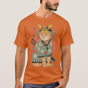 T-shirt Samurai Japonais Chat Bushido Katana Cadeaux Vinta
