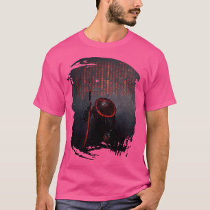 T-shirt Samurai - Le Guerrier Japonais Avec L'Épée En Gris