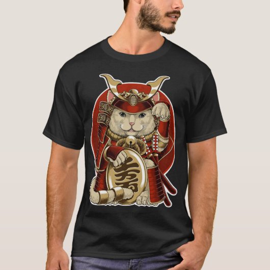 T-shirt samurai neko from japanese lucky cat (Devant)