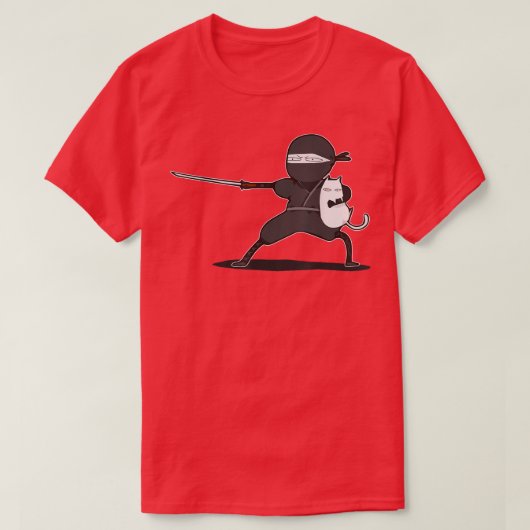 T-shirt Samurai Ninja avec Cat Funny (Design devant)