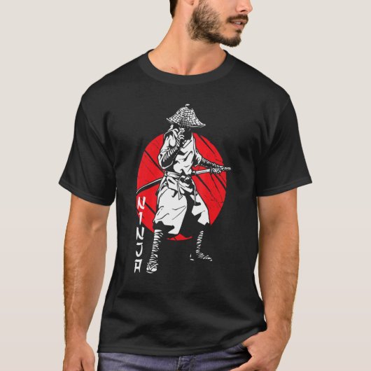 T-shirt Samurai Ninja guerrier japonais sanglant Katana S (Devant)