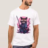 T-shirt Samurai Raccoon cerise en fleurs - Japonais Sakura (Devant)